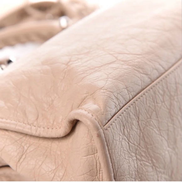 Auth Balenciaga classic City Bag small Beige Leather Satchel Logo Strap Mirror - Picture 8 of 8